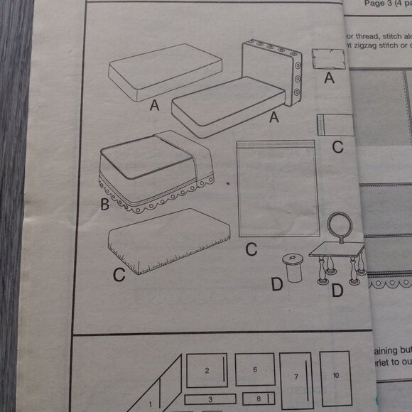 Vintage Vogue 18" Doll Bedroom Furniture Set Sewing Pattern UNCUT 8177 - Picture 9 of 9
